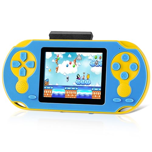 16 Bit Handheld Game Console for Kids, Video Game Console with Built in 230 HD Games, 3.0'' Screen Gaming Consoles with 3 Game Cartridges, Portable Rechargeable Game Console for Ages 4-12 (Blue)