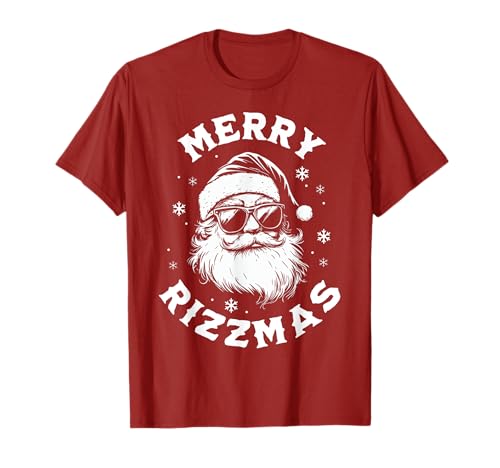 Merry Rizzmas Kids Teens School Funny Christmas Santa Claus T-Shirt