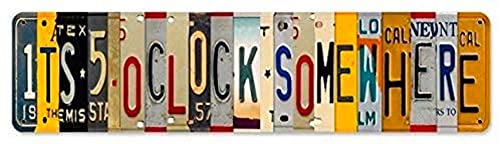 Bar Signs For Bar Decor Its 5 O'Clock Somewhere Sign,Funny Vintage Bar Accessories Drinking Signs Gifts for Men,16 x 4 Inches