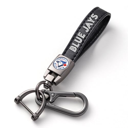 HNGZHXN Blue Jays Leather Car Keychain Keyring for Toronto Blue Jays Baseball Fans,Car Key Fob Holder Keychain Lanyard,Souvenir/Gifts for Baseball Fans