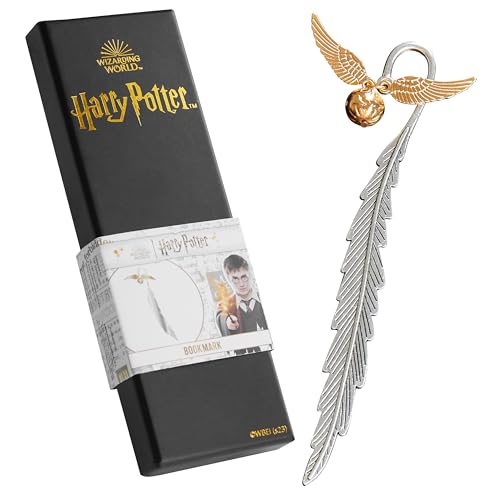 Harry Potter Metal Bookmark with Hanging Golden Snitch Charm - Hogwarts Reading Gifts