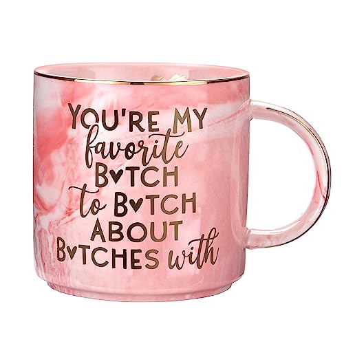 Best Friend Christmas Gifts for Women - Funny Birthday Friendship Gift for Bestfriend, Besties, BFF, Sister, Boss Woman, Big Sis, Sorority, Mom - You're My Favorite - Pink Mug, 11.5oz Coffee Tea Cup