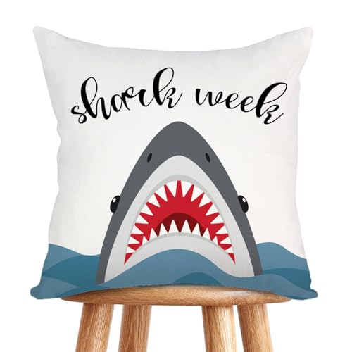 OUZ Shark Gifts for Girls Shark Gift Throw Pillow Cover Sharks Week Gift Birthday Gifts for Shark Girl Animal Lover Gift Pillowcase Graduation Gifts for Friend Sister 18 x 18Inch