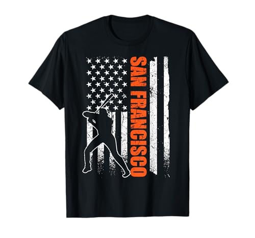 San Francisco Baseball Flag USA Vintage Patriotic Baseball T-Shirt