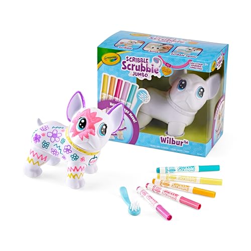 Crayola Scribble Scrubbie Jumbo Pet - Wilbur (6in), Customizable Dog Toy for Kids, Arts & Crafts, Stocking Stuffer, 3+