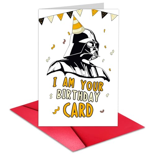 Huokiriki Funny Movie Inspired Birthday Card, Star Wars Bday Card for Boyfriend, I am your Birthday Card for Him Her, Thick card stock, Envelope Included.