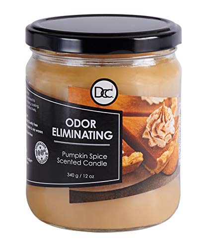 Pumpkin Spice Odor Eliminating Highly Fragranced Candle - Eliminates 95% of Pet, Smoke, Food, and Other Smells Quickly - Up to 80 Hour Burn time - 12 Ounce Premium Soy Blend