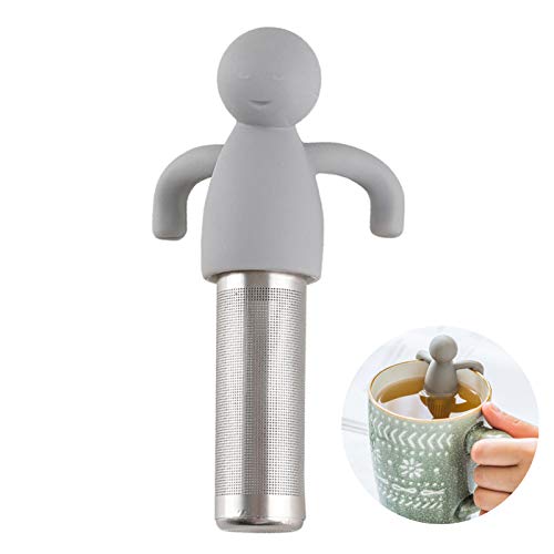 Leden Tea Infuser for Loose Leaf Tea Cute Tea Strainer Ball Stainless Steel Extra Fine Mesh Tea Steeper Filter for Cup Mug Silicone Handle Grey