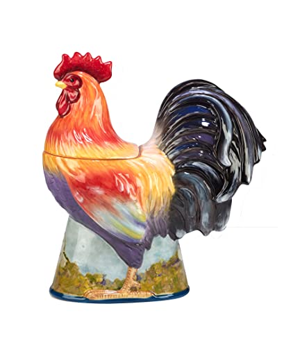 Certified International Meadow 3-D Rooster Cookie Jar, 64 oz, Multicolored, 28812