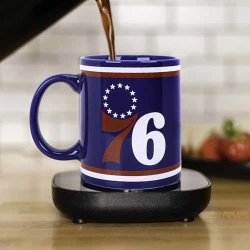 Uncanny Brands NBA Philadelphia 76ers Logo Mug Warmer with Mug – Keeps Your Favorite Beverage Warm - Auto Shut On/Off