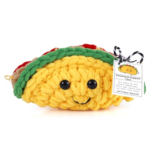 TOYMIS Positive Taco Crochet, Encourage Taco Crocheted Taco Funny Knitted Toy Knitted Taco Positive Support Taco Doll for Motivational Gift Party Decoration