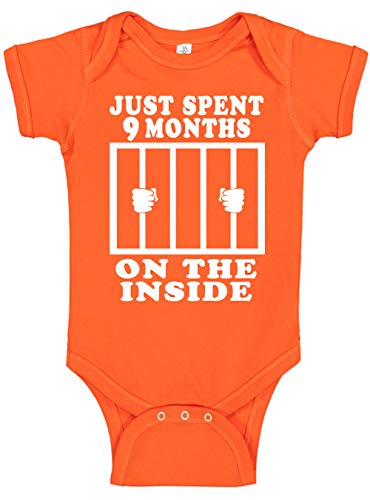 Reaxion Funny Cute Baby Boy Girl Bodysuits Just Spent 9 Months On The Inside (0-3 Months, Orange)