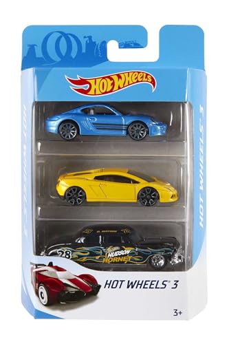 Hot Wheels 3 Car Pack, Multipack of 3 Hot Wheels Vehicles, Instant Starter Set, Collection of 1:64 Scale Toy Sports Cars, Rolling Wheels, For Kids 3 Years & Up