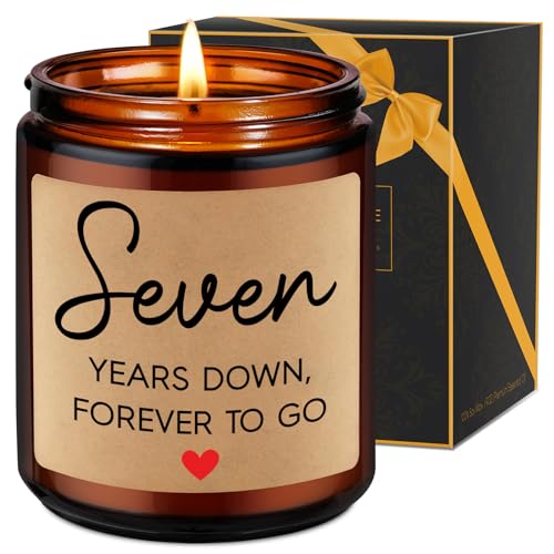 Fairy's Gift Anniversary Candle Gifts, 7 Year Anniversary Couples Gifts for Him Her Boyfriend GF Husband Wife, 7th Anniversary Romantic Gifts - Copper 7th Wedding Anniversary Happy Gifts for Couple