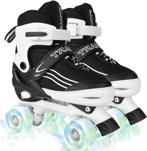 SYXKJ Kids Roller Skates for Boys and Girls Child, 4 Size Adjustable Roller Skates with All Light Up Wheels for Toddlers Beginner Indoor Outdoor Sports