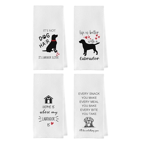 Geqtt Labrador Retriever Dish Towels - Labrador Retriever Gifts Kitchen Towels, Labrador Retriever Gifts Hand Towel, Labrador Retriever Tea Towel (16×24 Inches Set of 4)