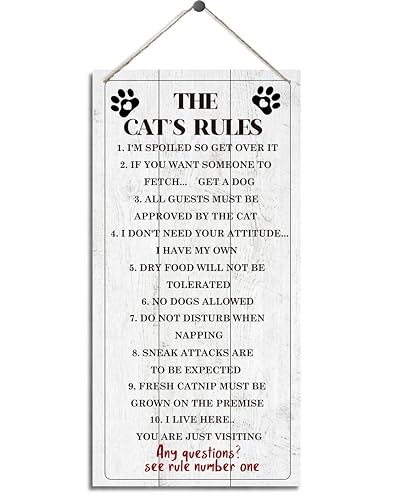 Pet Decor Signs, Decorative Wood Hanging Wood Plaque, Funny Cat Sign, Cat Room Hanging Decor, Wall Decor Art, Farmhouse Decor, Cat Family Home Decor, Cat Gift, Cat Lover Gifts, Cats Rules Sign