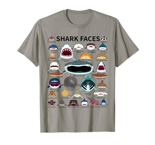 Shark Faces - Type of Shark - Shark Faces of All Kinds T-Shirt