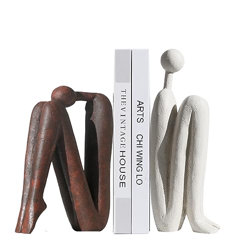 Decorative Bookends for Heavy Books, Thinker Statue Book Holders for Shelves & Office Desk, Abstract Decor Aesthetic Book Ends Stoppers, Modern Bookshelf Decoration