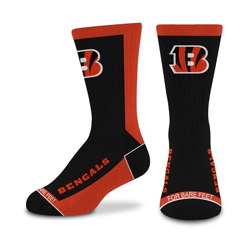 For Bare Feet NFL CINCINNATI BENGALS MVP Crew Sock Team Color Youth