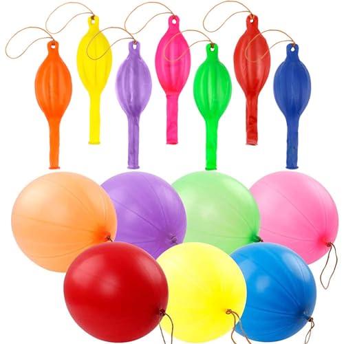 RUBFAC 36 Punch Balloons Punching Balloon Heavy Duty Party Favors For Kids, Bouncy Balls with Rubber Band Handle for Birthday Party, Goodie Bag Stuffers