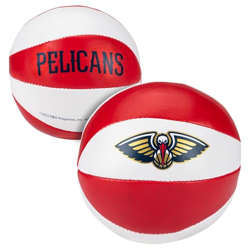 Franklin Sports NBA New Orleans Pelicans Toy Basketballs - 2 Pack of Kids Soft Mini Basketballs for Over The Door + Indoor Hoops - NBA Fan Shop Kids Soft Toy Basketballs - (2) Mini Balls Included