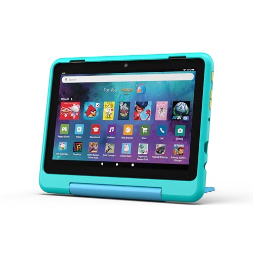 New Amazon Fire HD 8 Kids Pro tablet, ages 6-12 | 3GB memory, 8' HD screen, slim case for older kids, ad-free content, parental controls, 13-hr battery, 32GB, Hello Teal, (2024 release)