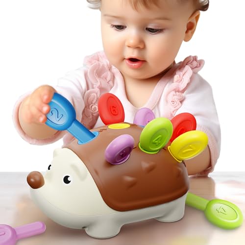 iPlay, iLearn Fine Motor Toys for Toddlers 1-3, Baby Hedgehog Montessorri Learning Educational Counting Sorter Toy, Development Infant Stocking Stuffer Gift 6 9 12 18 Month 1 2 3 Year Old Boy Girl Kid