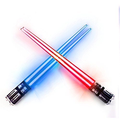 Lightsaber Chopsticks Light Up, Star Wars Chopsticks Light Up, Mini Lightsaber, Fun Chop, Cool Chopsticks, Light Saber Chopsticks, Led Chopsticks, 2 PAIRS, Blue Red (Glossy Tips)