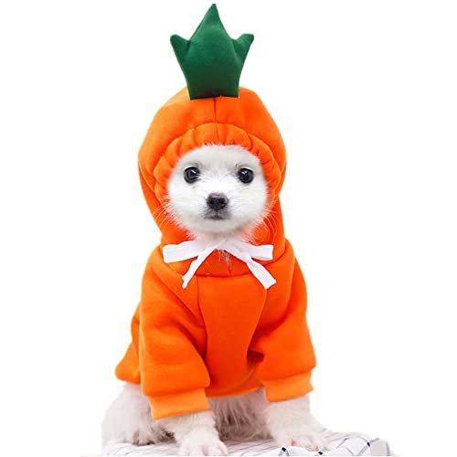 Dog Christmas Halloween Costumes,Dog Hoodies for Small Dogs Cats, Cat Puppy Outfits,Yorkie Chihuahua Pomeranian Clothes (Large, Orange-Carrot)