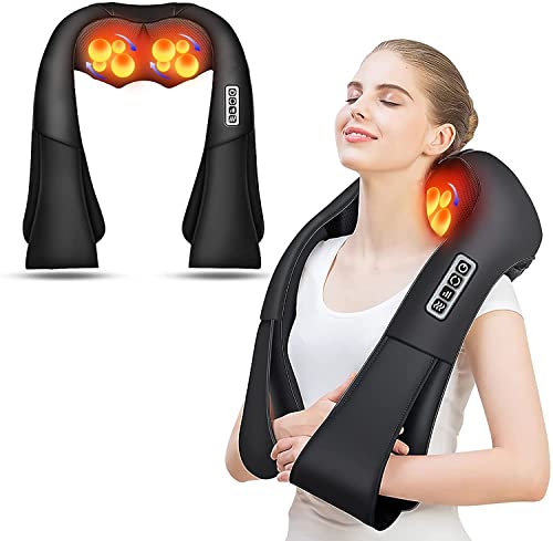 AERLANG Shiatsu Back and Neck Massager, Back Massager Deep Tissue Kneading Massager Neck and Shoulder Massager with Heat, Electric 4D Massage Pillow Fathers Day Dad Gifts from Daughter(NOT Cordless)