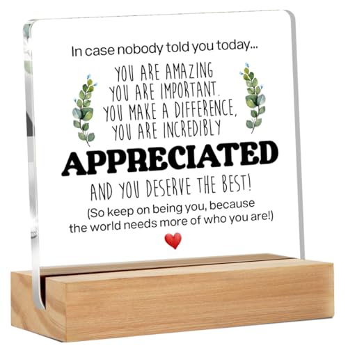 Inspirational Gift Ideas - Thank You Gifts for Women Men Friends - Appreciation Gifts for Coworker - Motivational Quote Clear Desk Sign Decor Home Office Desk Decor (4 x 4 Inches)