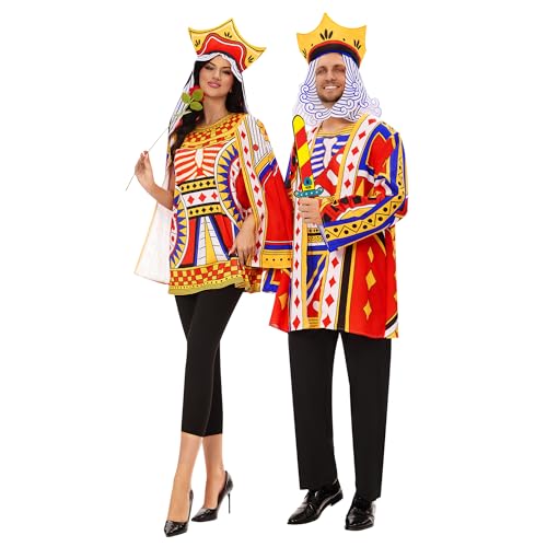 Funnlot Couples Halloween Costumes - King and Queen Halloween Costumes Adult Funny Couples Halloween Costumes Matching Couples Costumes Couples Halloween Costumes for Party (Queen XL)