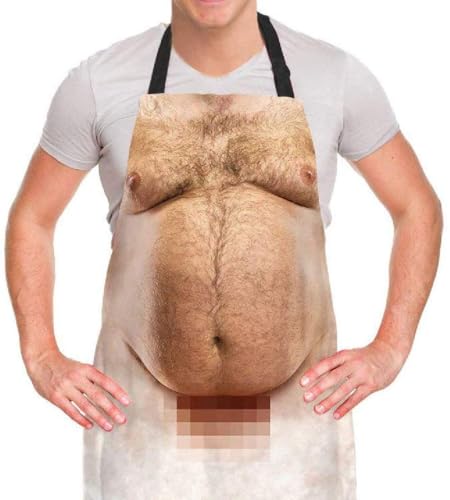 A AIFAMY Funny Men Cooking Grilling Aprons Belly BBQ Funny Gag Gifts for Christmas, White Elephant Gift Exchange