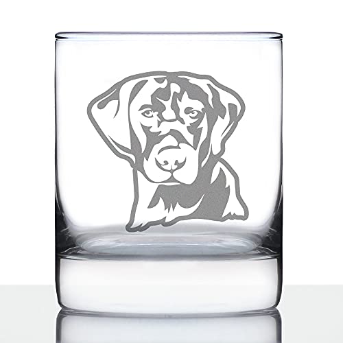 Black Lab Face - Whiskey Rocks Glass for Men & Women - Labrador Retriever Gifts - Fun Whisky Drinking Tumbler Decor