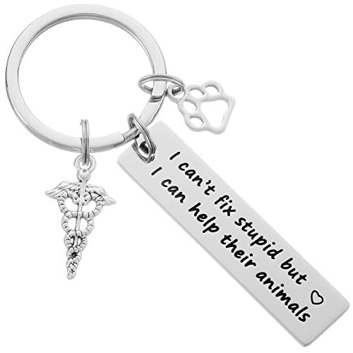 HUTIMY Vet Tech Keychain Gifts for Women Men Teens Funny Vet Med Student Registered Veterinary Technician Keychains