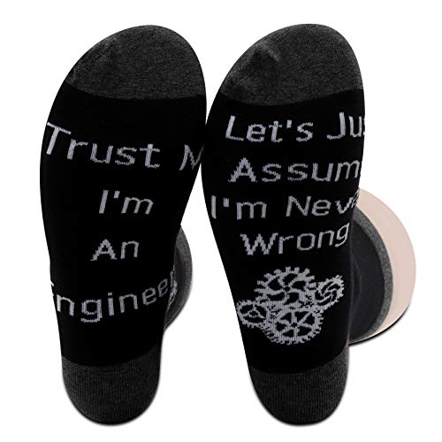 PXTIDY 2 Pairs Funny Engineer Socks Engineering Gifts Mechanical Engineer Gifts for Men Women Trust Me I'm an Engineer Science Socks Engineering School Graduation Gifts(2 pairs/set)