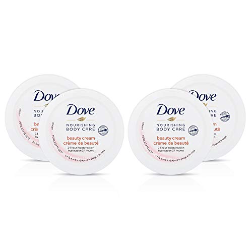 Dove Nourishing Body Care, Face, Hand, and Body Beauty Cream for Normal to Dry Skin Lotion for Women with 24-Hour Moisturization, 4-Pack, 2.53 Oz Each Jar