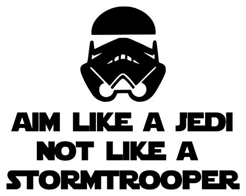 Minglewood Trading Aim Like a Jedi not a Stormtrooper Black Custom Vinyl Decal Sticker 7' x 5.5' Toilet Sign