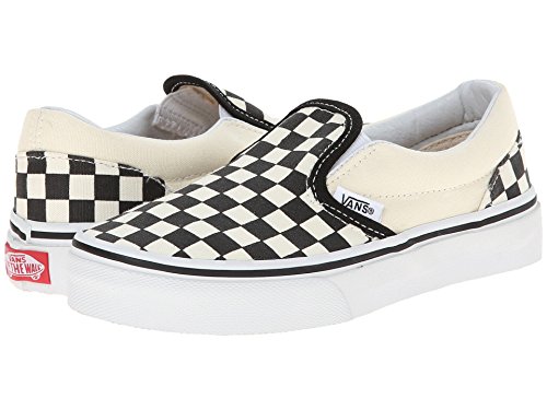 Vans Kids Unisex Classic Slip On, (Checkerboard) Black/White, Size 1 Little Kid