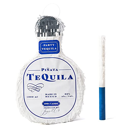 Tequila Bottle Pinata with Stick for Adult Party Decorations, Fun Fiesta Taco Party, Event Photo Props, Mexican Theme Decoration, Carnivals Festivals, 21 Birthday Party 9.8W x 15.7H