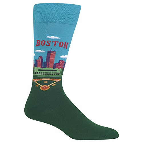 Hot Sox Mens Fun Famous Artist Paintings Crew - 1 Pair Pack Cool & Gifts Casual Sock, Boston Green Monster, 6-12 US