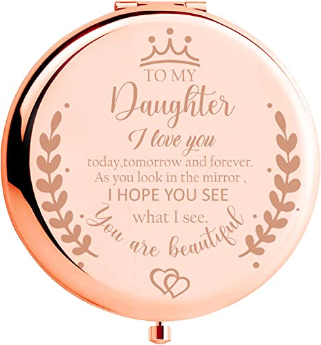 Soulpetals Daughter Gift from Mom, Birthday Gifts for Daughter Adult,Gifts for Daughters from Mothers,Graduation Gifts Daughter Wedding Gift from Mom to My Daughter Makeup Compact Mirror