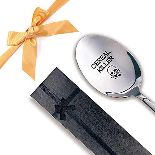 Cereal Killer, Funny Engraved Stainless Spoon, Cereal Spoon, Unique Gift, Boyfriend, Teenager, Husband, Cereal Lover, Father's day Gift, Friend Birthday Gift，Cute Housewarming Gift