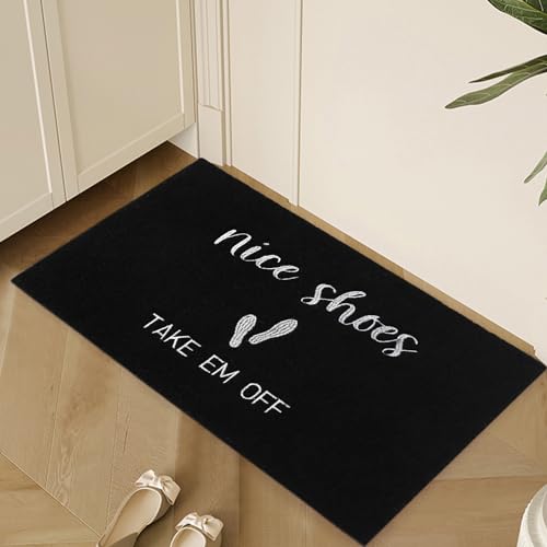 MTOUOCK 17' x 30' Welcome Mats, No Slip Funny Front Door mat for Home Entrance, Embroidered Funny Welcome Matt for Front Door, Low Profile Cute Shoes Take Them Off Door Mats for Front Door