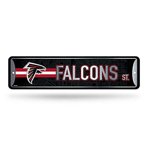 Rico Industries NFL Atlanta Falcons Home Décor Metal Street Sign (4' x 15') - Great for Home, Office, Bedroom, & Man Cave - Made,Silver