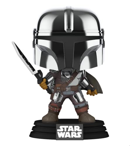 POP Funko Star Wars Mandalorian with Darksaber (Chrome & Glow in The Dark), Exclusive