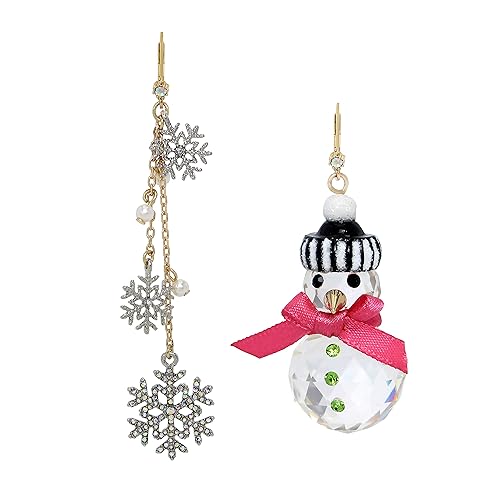 Betsey Johnson Womens Snowman Mismatch Earrings