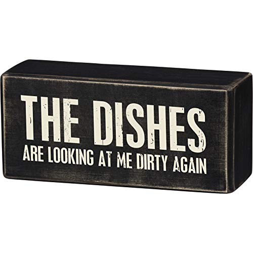 Primitives by Kathy The Dishes Are Looking At Me Dirty Again Wood Home Décor Sign: Great for housewarming, gift, or any kitchen or living room