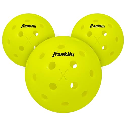 Franklin Sports Outdoor- X-40 Pickleball Balls - USA Pickleball (USAPA) Approved - 3 Pack Outside Pickleballs - Optic Yellow - US Open Ball